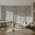 Wall mural Watercolor of a tree trunk