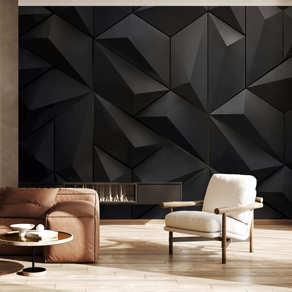 Wall mural Angular shadows in monochrome dimensions (SKU: u79936) Wall mural Wall mural Angular shadows in monochrome dimensions (SKU: u79936)