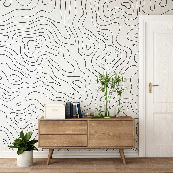 Black line on a white background Wall mural Black line on a white background