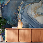 Wall mural Abstract ocean-inspired swirling blue patterns