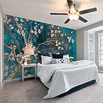 Wall mural White flower on a blue background