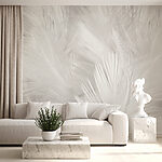 Wall mural White feathers on a white surface