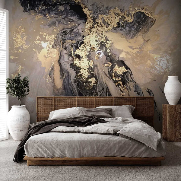 Wall mural Swirling metallic abstract painting