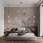 Wall mural Tropical leaves with soft pastel hues