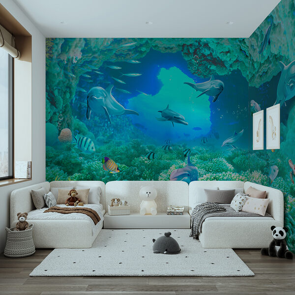 Wall mural Dolphin swimming in the water