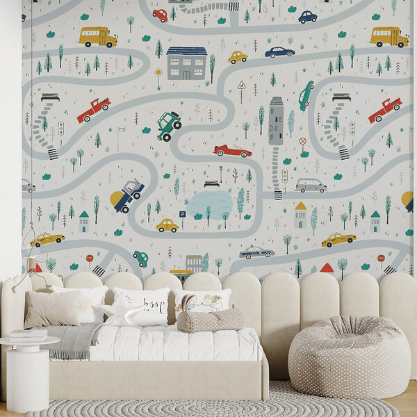 Map of cars and buildings Wall mural Map of cars and buildings