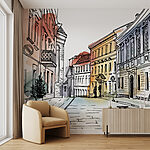 Wall mural Drawing of a building
