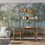 Wall mural Misty sunrise in a tranquil forest