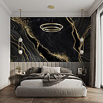 Wall mural Black marble with white veins