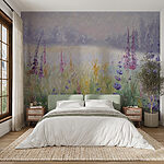 Wall mural Lavender blooms in colorful field