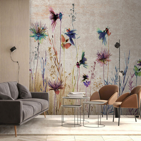 Wall mural Delicate wildflowers in pastel hues