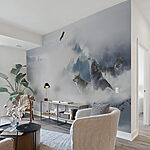 Wall mural Wolf standing in the snow