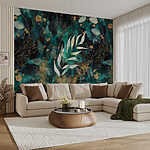 Wall mural Abstract leaves with shimmering accents