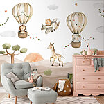 Watercolor of a zebra Wall mural Monkey riding a zebra