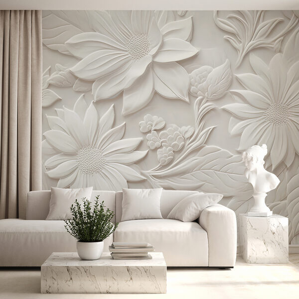 Wall mural Intricate floral embossed relief design