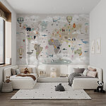 Wall mural Hot air balloon with flags