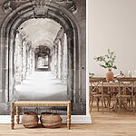 Wall mural Black and white photo of a gate