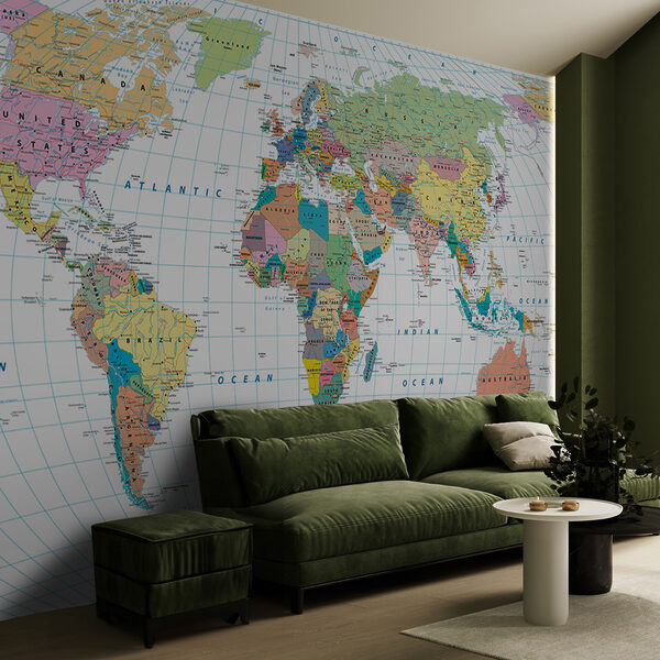 Wall mural Map of australia with black text