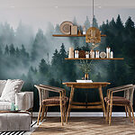 Wall mural Group of trees in fog