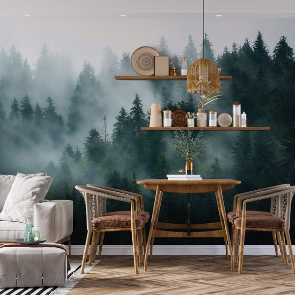 Wall mural Group of trees in fog (SKU: u57914) Wall mural Wall mural Group of trees in fog (SKU: u57914)