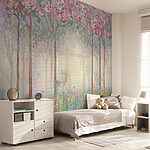 Wall mural Painting of birds on a tree