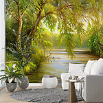 Wall mural Tree with green and yellow leaves