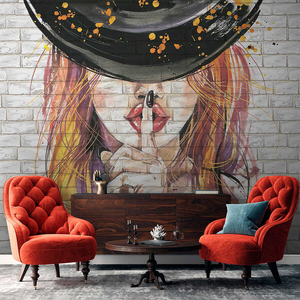 Wall mural Black and yellow paint