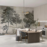 Wall mural Etched trees in serene landscape