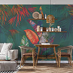 Wall mural Colorful tropical jungle foliage scene