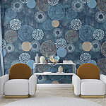 Wall mural Blue and white circle design