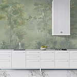 Wall mural Painting of a tree in a foggy forest