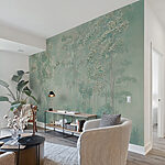 Wall mural Wallpaper with trees and flowers