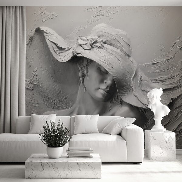 Wall mural Sculpture of a woman wearing a hat