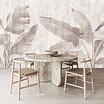 Wall mural Elegant monochrome leaf patterns dance