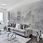 Wall mural Cityscape sketched against cloudy backdrop