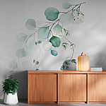 Wall mural Delicate watercolor greenery on white