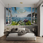 Wall mural Window with a view of the ocean