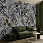 Wall mural Pattern of leaves on a white background