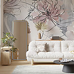 Wall mural Delicate floral sketch with watercolor accents