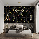 Wall mural Abstract black and amber geometric design