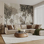 Wall mural Deer stand gracefully in misty forest