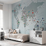 Wall mural Map of australia with flags