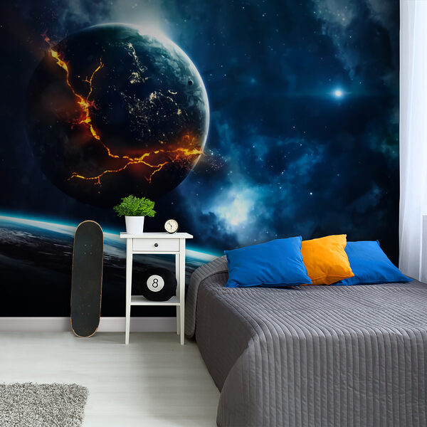 Planet with a fire in the background Wall mural Planet with a fire in the background
