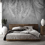 Wall mural Elegant silver palm leaf design
