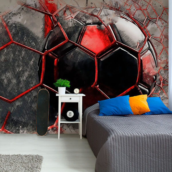 Wall mural Red hexagons on a white surface