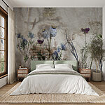 Wall mural Botanical collage on textured background