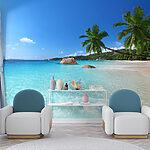 Wall mural Palm trees with blue sky and clouds