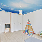 Wall mural Blue sky with clouds and the sun