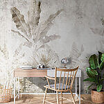 Wall mural Faded leaves on rustic wall