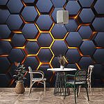 Wall mural Hexagon with orange lights
